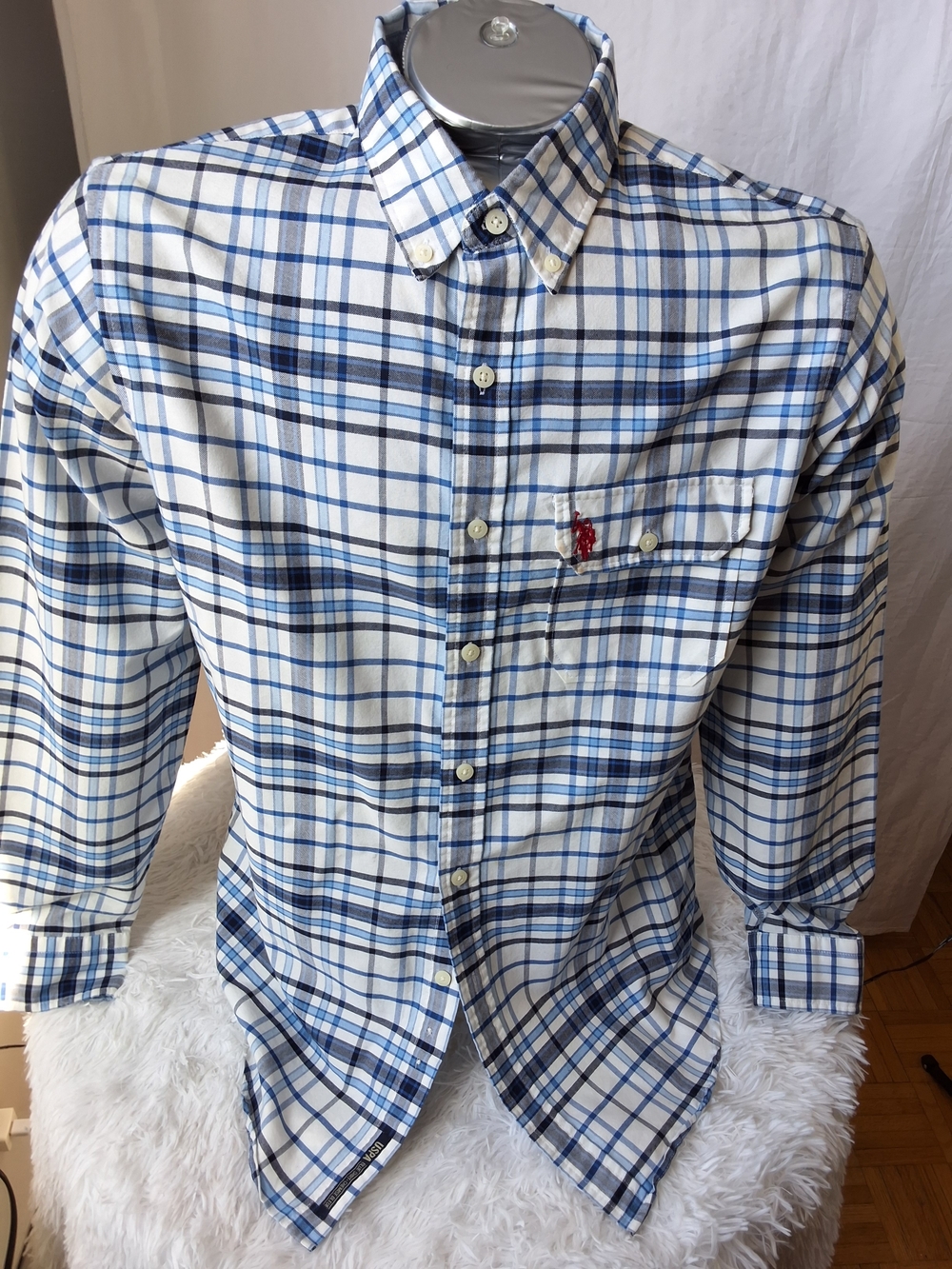 Polo Ralph Lauren Plaid Button Down Shirt Blue White Red Pony Men’s Size M